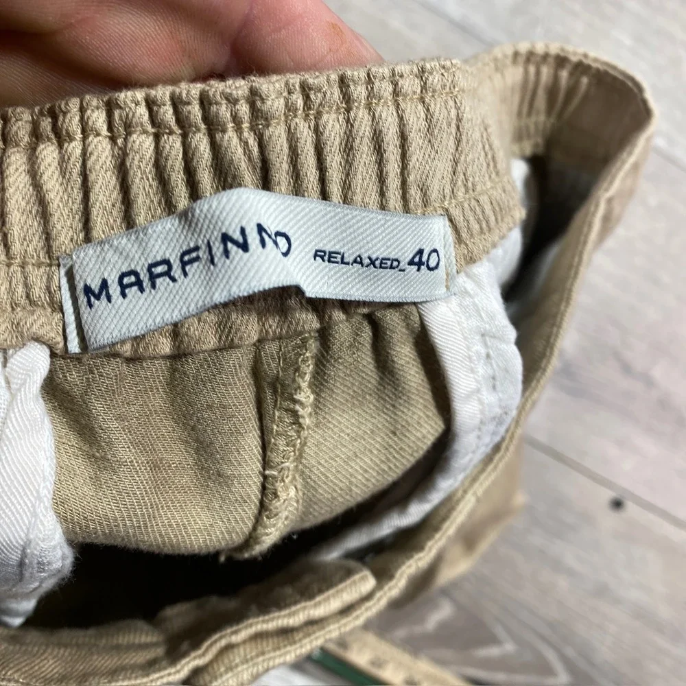 Marfinno Men's‎ Khaki Chino Pants Relaxed Fit Pleated Casual Trousers Size 34